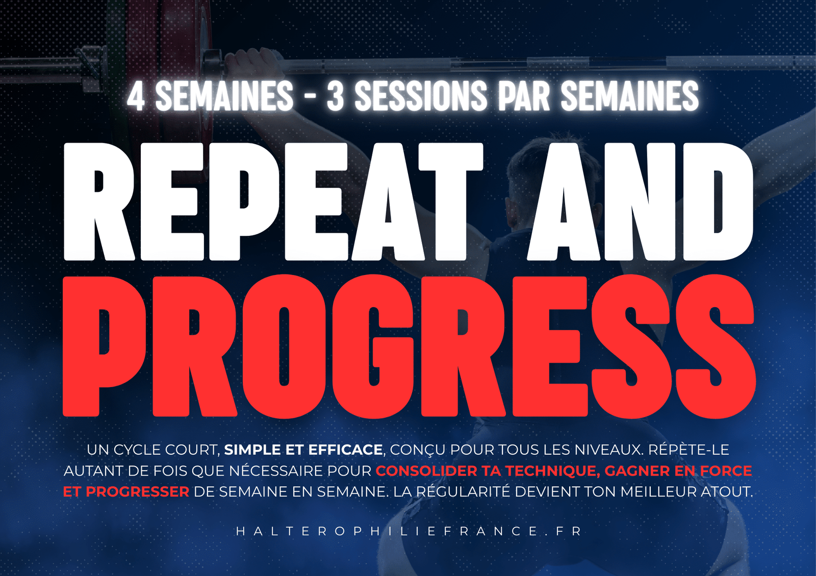 Repeat and Progress, programme d'haltérophilie 4 semaines